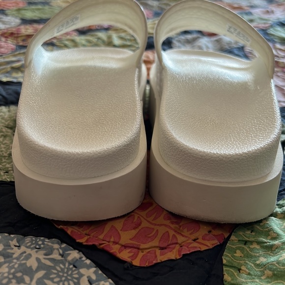 adidas | Shoes | White Adidas Adilette Bonega Chunky Platform Slides Sz 8 | Poshmark